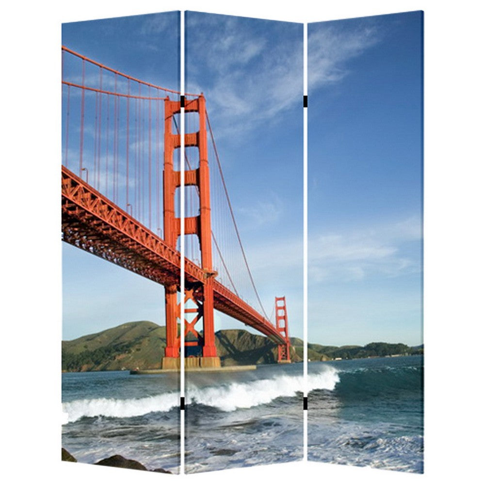 Brar 71 Inch 3 Panel Canvas Screen, San Francisco, Golden Gate Bridge - BM294251
