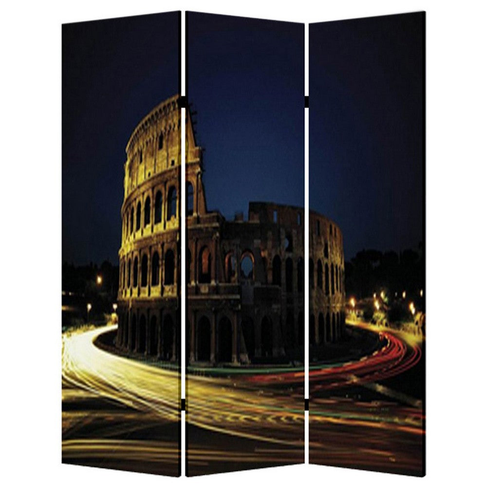Brar 71 Inch 3 Panel Canvas Screen, Michelangelos David Print, Multicolor - BM294252