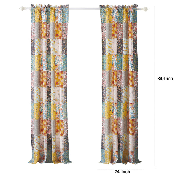 Turin 84 Inch Window Curtains, Brushed Microfiber, Multicolor Patchwork - BM294292