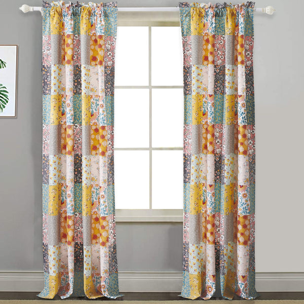 Turin 84 Inch Window Curtains, Brushed Microfiber, Multicolor Patchwork - BM294292