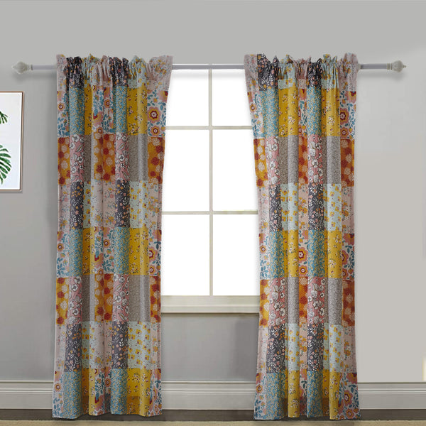Turin 63 Inch Window Curtains, Brushed Microfiber, Multicolor Patchwork - BM294293