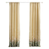84 Inch Window Curtains, Beige Microfiber Fabric, Wildflower Print Design - BM294295