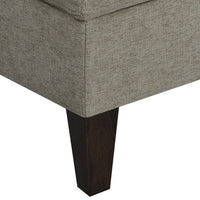 34 Inch Storage Ottoman, Birchwood, Tufted Seat, Gray Chenille Fabric - BM294811