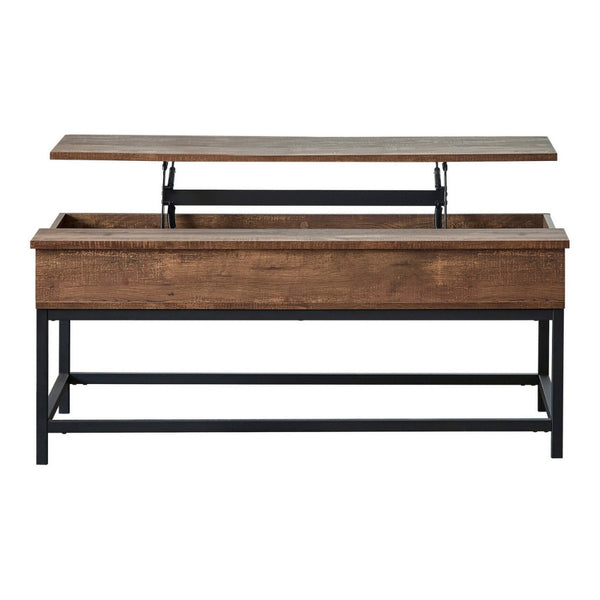 47 Inch Coffee Table, Wide Rectangular Lift Top, Rustic Brown Coloration - BM294812