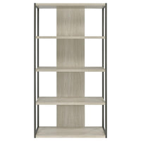 Dela 72 Inch Freestanding Bookcase, 4 Wooden Shelves, Whitewashed Gray - BM294824