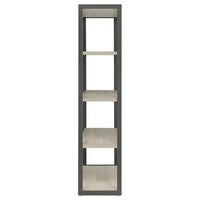 Dela 72 Inch Freestanding Bookcase, 4 Wooden Shelves, Whitewashed Gray - BM294824