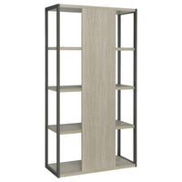 Dela 72 Inch Freestanding Bookcase, 4 Wooden Shelves, Whitewashed Gray - BM294824