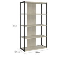 Dela 72 Inch Freestanding Bookcase, 4 Wooden Shelves, Whitewashed Gray - BM294824