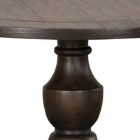 Aria 36 Inch Coffee Table, Round Plank Top, Turned Pedestal, Espresso Brown - BM294834