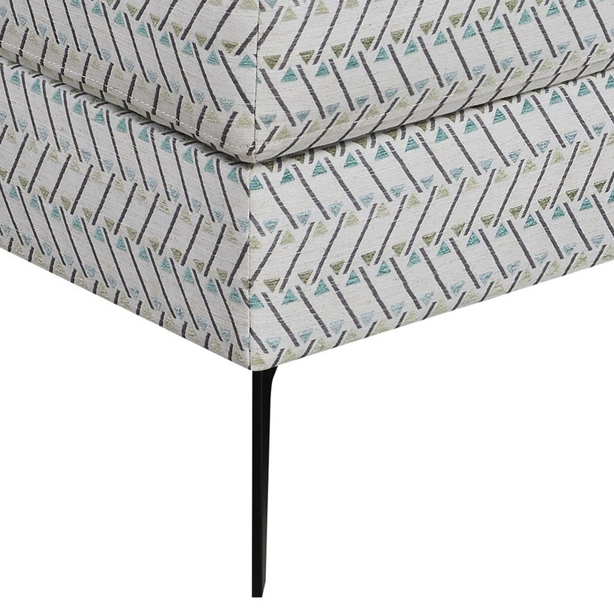 35 Inch Ottoman with Storage, Upholstered Geometric Pattern Printed Fabric - BM294842