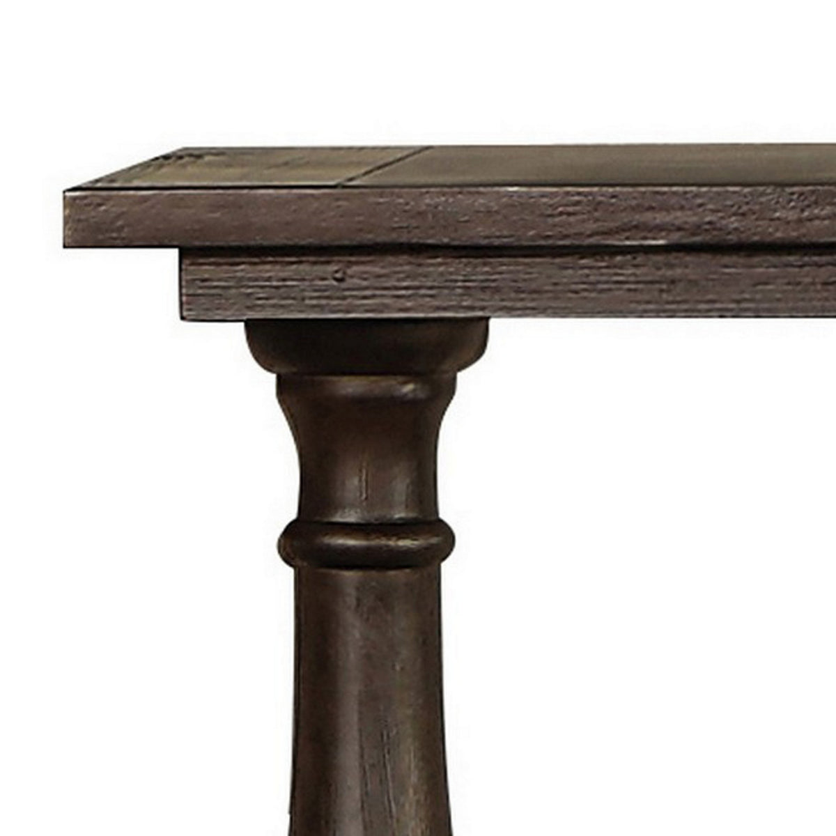 Aria 48 Inch Console Sofa Table, Plank Top, Turned Pedestal Base, Brown - BM294843