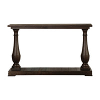 Aria 48 Inch Console Sofa Table, Plank Top, Turned Pedestal Base, Brown - BM294843