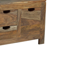 Dale 53 Inch Rustic Storage Coffee Table, 6 Gliding Pull Out Drawers, Brown - BM295089