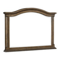 Danya 46 Inch Accent Mirror, Arched Wood Frame with Curves, Weathered Brown  - BM295532
