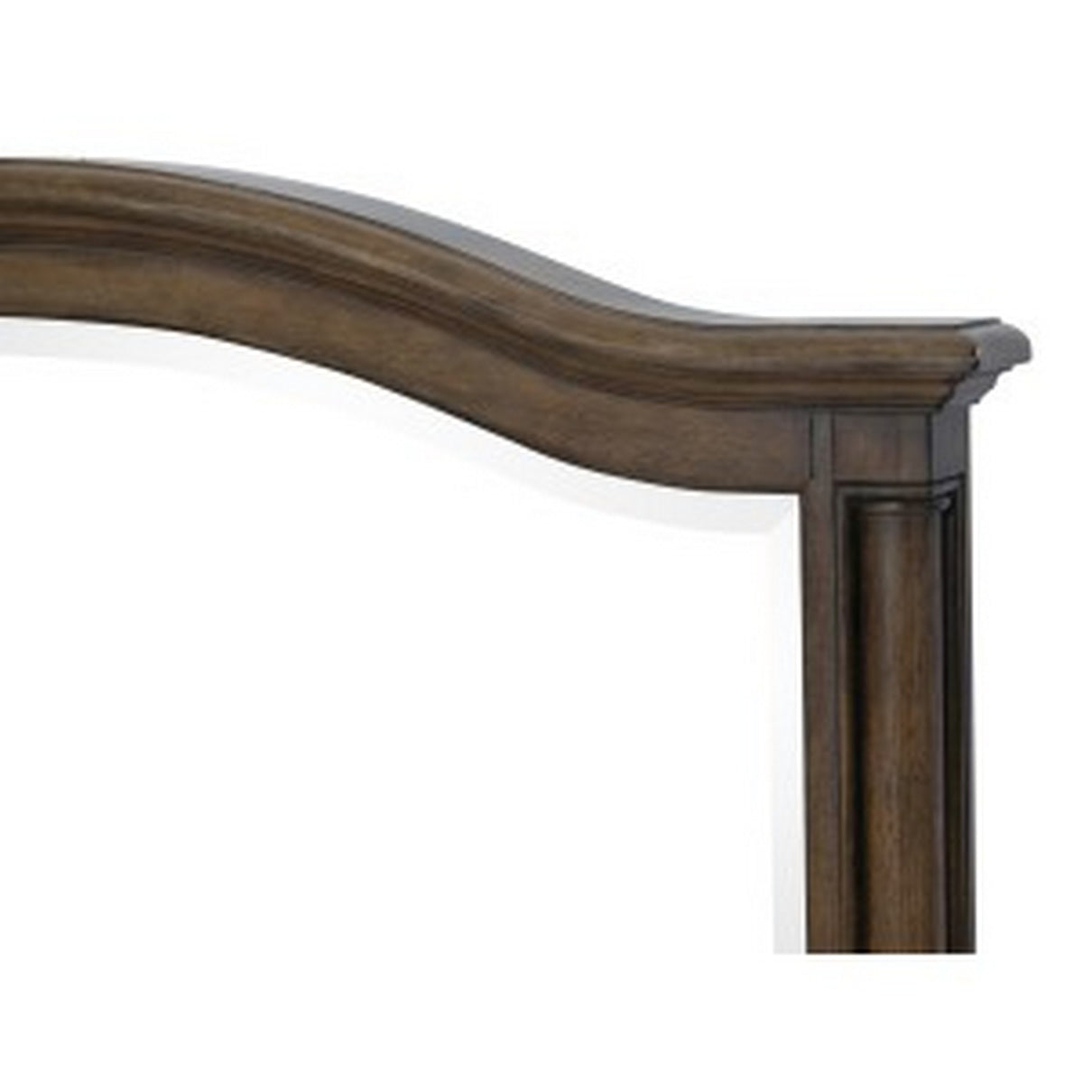 Danya 46 Inch Accent Mirror, Arched Wood Frame with Curves, Weathered Brown  - BM295532