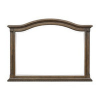 Danya 46 Inch Accent Mirror, Arched Wood Frame with Curves, Weathered Brown  - BM295532