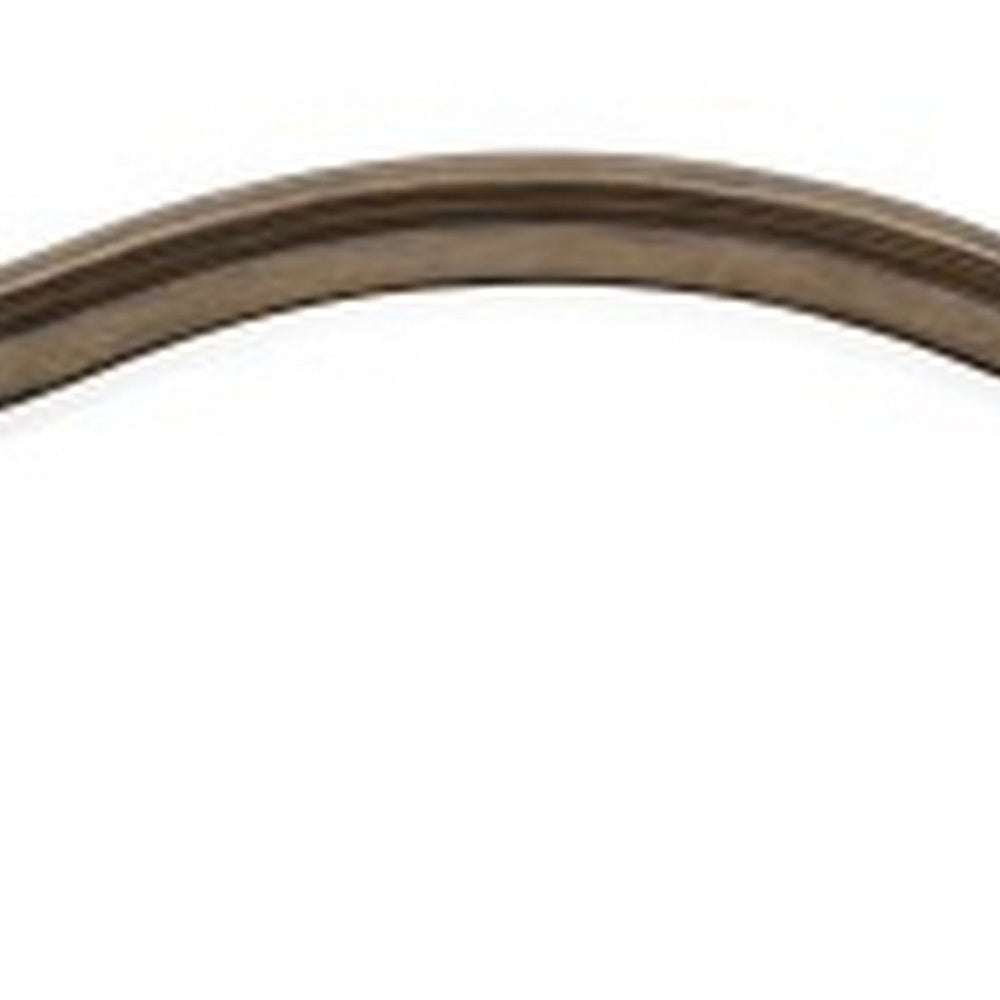 Danya 46 Inch Accent Mirror, Arched Wood Frame with Curves, Weathered Brown  - BM295532