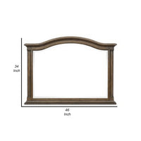 Danya 46 Inch Accent Mirror, Arched Wood Frame with Curves, Weathered Brown  - BM295532