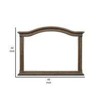 Danya 46 Inch Accent Mirror, Arched Wood Frame with Curves, Weathered Brown  - BM295532
