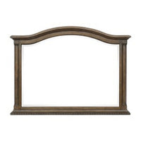 Danya 46 Inch Accent Mirror, Arched Wood Frame with Curves, Weathered Brown  - BM295532