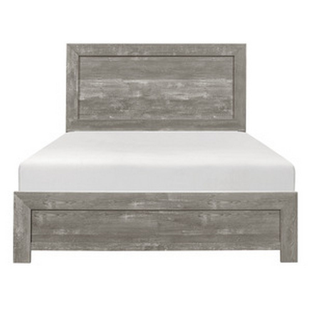 Adia Modern Queen Bed, Panel Headboard and Footboard, Textured Gray Veneer  - BM295543