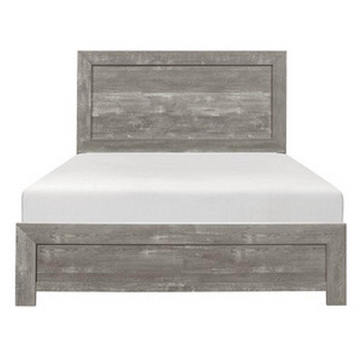Adia Modern Queen Bed, Panel Headboard and Footboard, Textured Gray Veneer  - BM295543