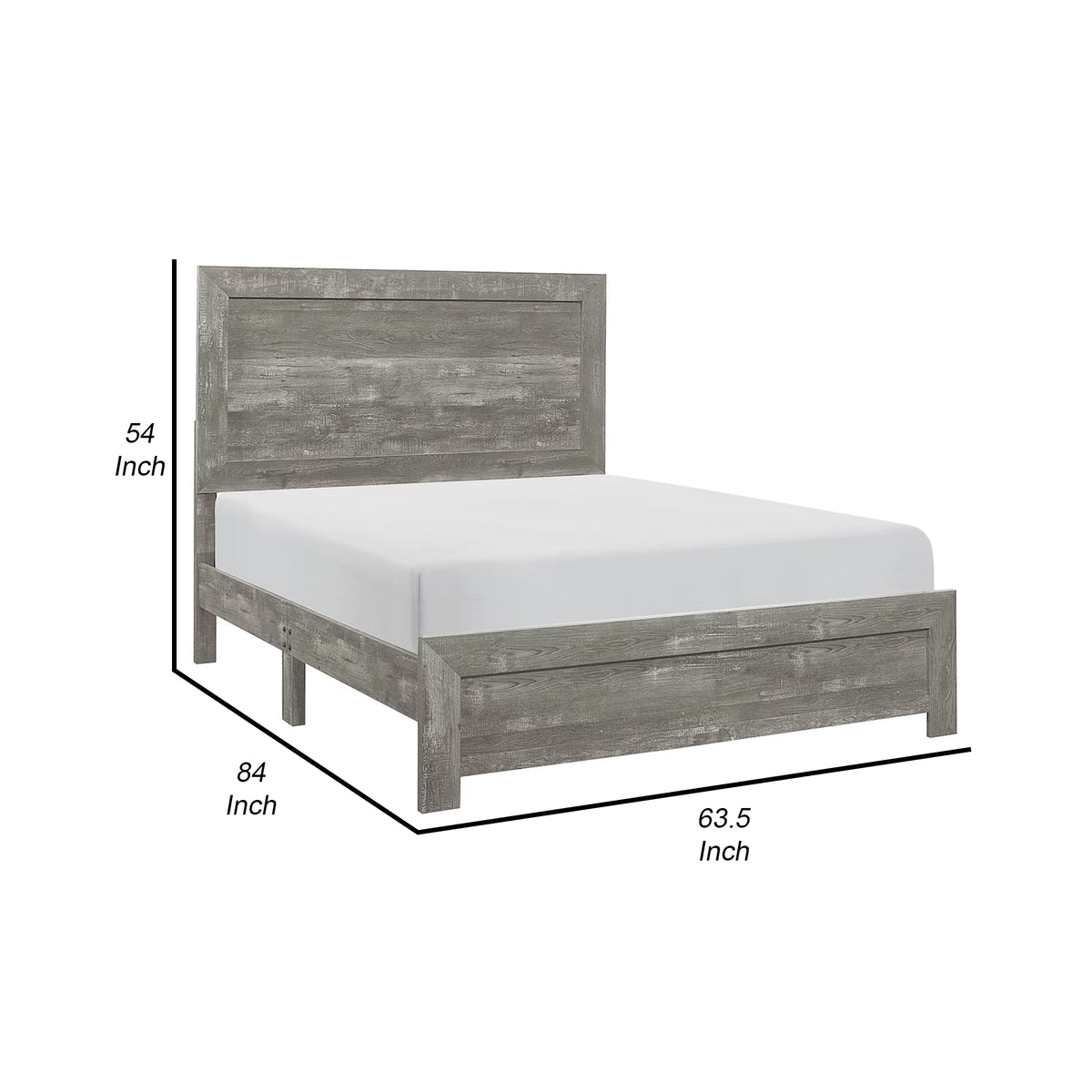 Adia Modern Queen Bed, Panel Headboard and Footboard, Textured Gray Veneer  - BM295543