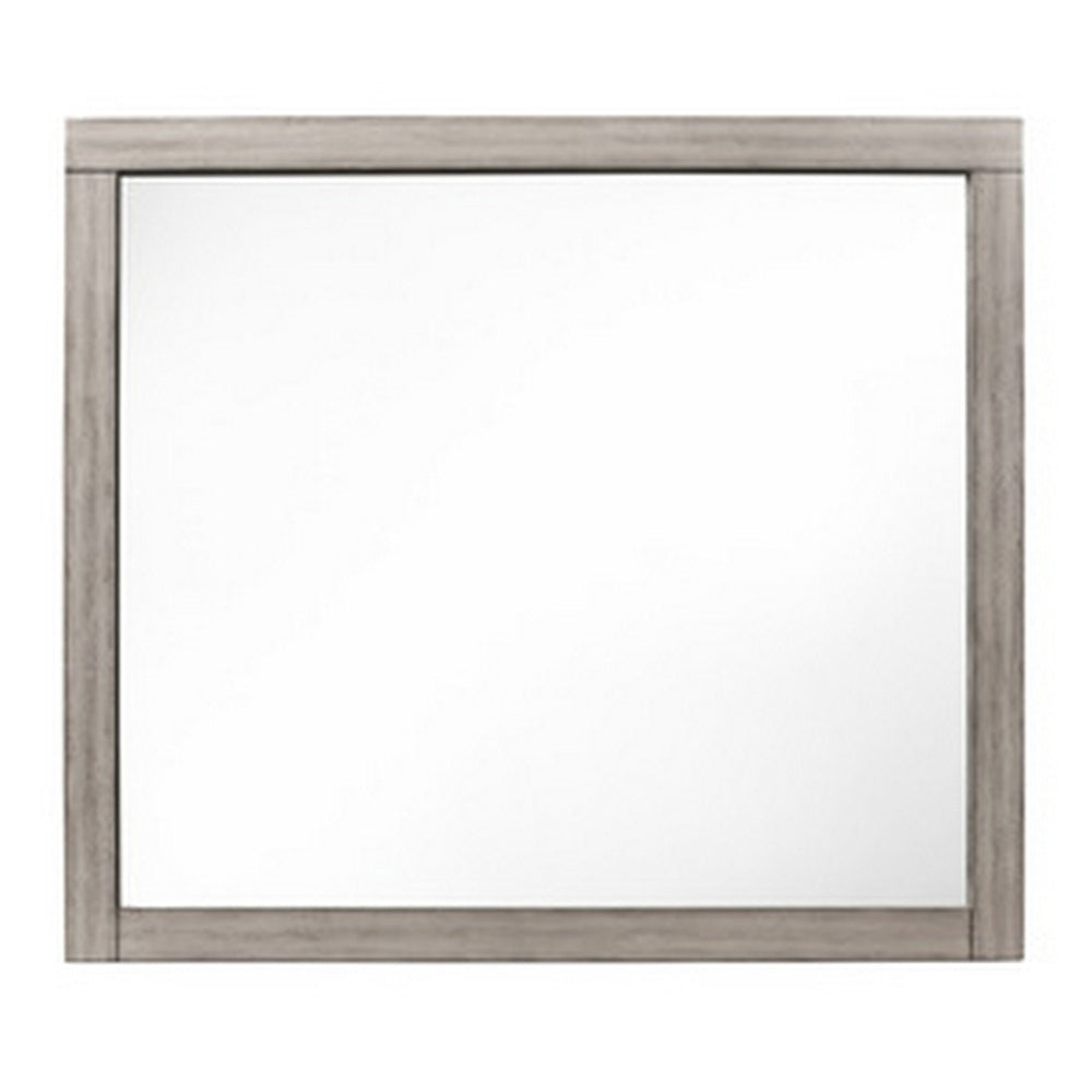 Deena 41 Inch Classic Accent Mirror, Wood Grain, Gray Finish  - BM295545