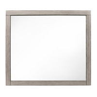 Deena 41 Inch Classic Accent Mirror, Wood Grain, Gray Finish  - BM295545