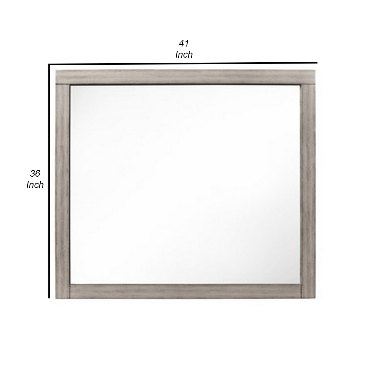 Deena 41 Inch Classic Accent Mirror, Wood Grain, Gray Finish  - BM295545