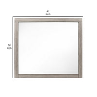 Deena 41 Inch Classic Accent Mirror, Wood Grain, Gray Finish  - BM295545