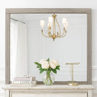 Deena 41 Inch Classic Accent Mirror, Wood Grain, Gray Finish  - BM295545