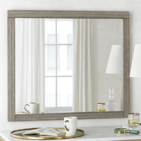Deena 41 Inch Classic Accent Mirror, Wood Grain, Gray Finish  - BM295545