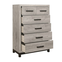 Deena 49 Inch 6 Drawer Tall Dresser Chest with Metal Handles, Light Gray - BM295549