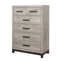 Deena 49 Inch 6 Drawer Tall Dresser Chest with Metal Handles, Light Gray - BM295549