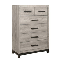 Deena 49 Inch 6 Drawer Tall Dresser Chest with Metal Handles, Light Gray - BM295549