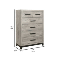 Deena 49 Inch 6 Drawer Tall Dresser Chest with Metal Handles, Light Gray - BM295549