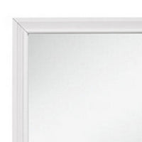 Ani 37 Inch Modern Rectangular Accent Mirror, Faux Wood Veneer Frame, White - BM295550