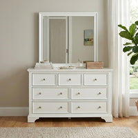 Ani 37 Inch Modern Rectangular Accent Mirror, Faux Wood Veneer Frame, White - BM295550