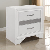 Ani 26 Inch Modern 2 Drawer Nightstand, Hidden Jewelry Drawer, White Frame - BM295558