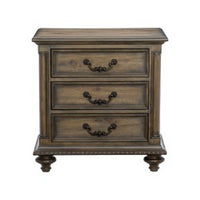 Danya 29 Inch 3 Drawer Nightstand, Metal Drop Handles, Turned Legs, Brown  - BM295578