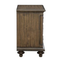 Danya 29 Inch 3 Drawer Nightstand, Metal Drop Handles, Turned Legs, Brown  - BM295578