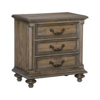 Danya 29 Inch 3 Drawer Nightstand, Metal Drop Handles, Turned Legs, Brown  - BM295578