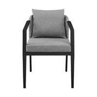 Nyla 22 Inch Patio Dining Chair, Set of 2, Black Aluminum, Wicker, Gray - BM295611