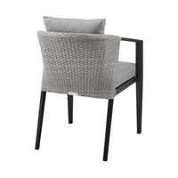 Nyla 22 Inch Patio Dining Chair, Set of 2, Black Aluminum, Wicker, Gray - BM295611