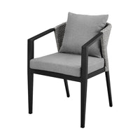 Nyla 22 Inch Patio Dining Chair, Set of 2, Black Aluminum, Wicker, Gray - BM295611