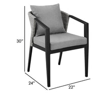 Nyla 22 Inch Patio Dining Chair, Set of 2, Black Aluminum, Wicker, Gray - BM295611