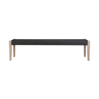 Nif 71 Inch Rectangular Dining Bench, Rope Woven Top, Tapered Legs, Black - BM295613