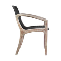 Tye 25 Inch Patio DIning Chair, Light Eucalyptus Wood, Dark Gray Rope Seat - BM295641