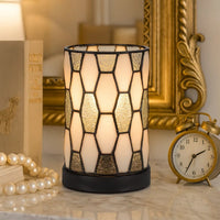 Eli 9 Inch Accent Lamp, Hand Painted Cylinder Tiffany Style Shade, Bronze - BM295950